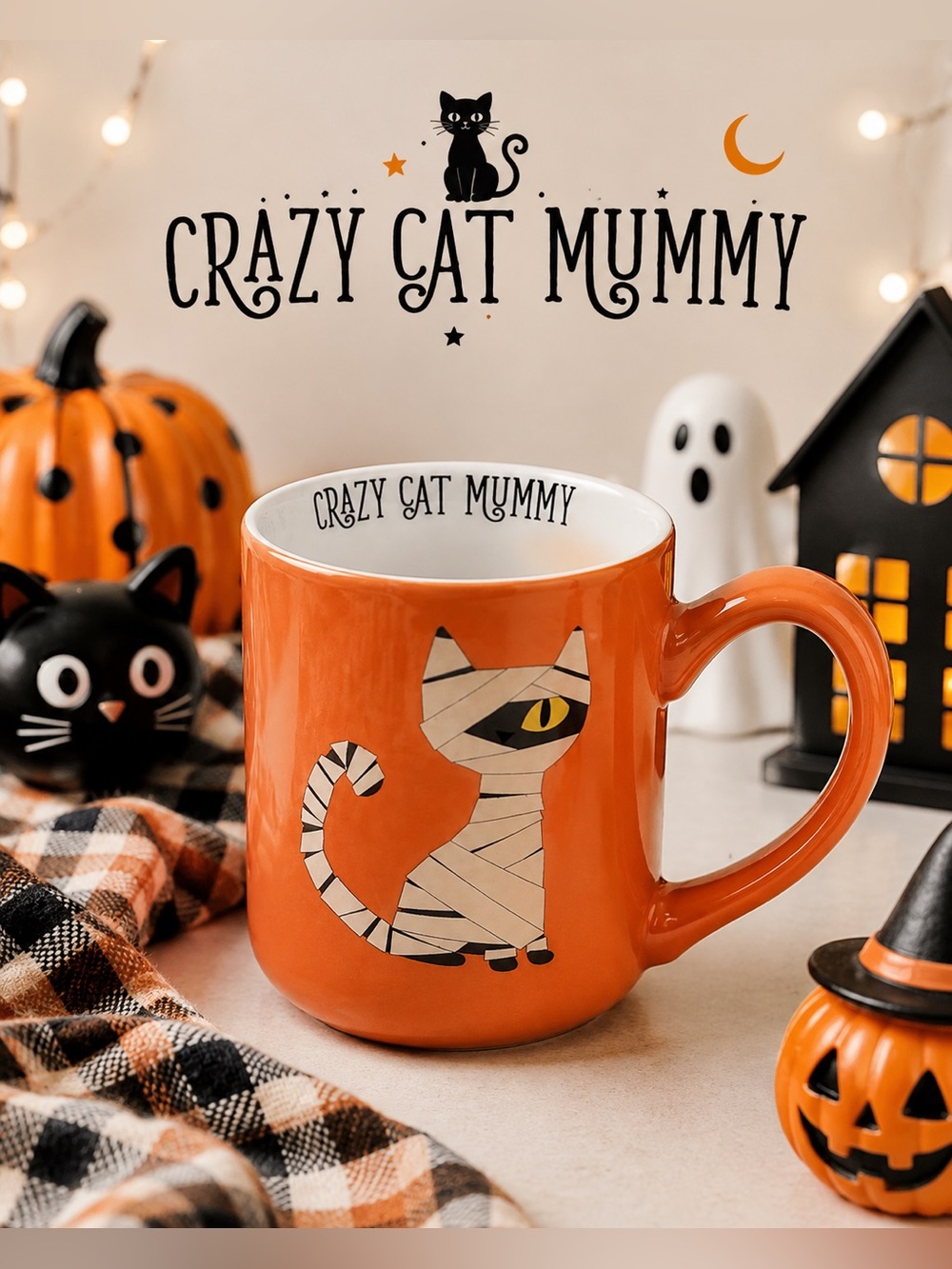 Sheffield Home Crazy Cat Mummy Halloween Mug 16 Oz